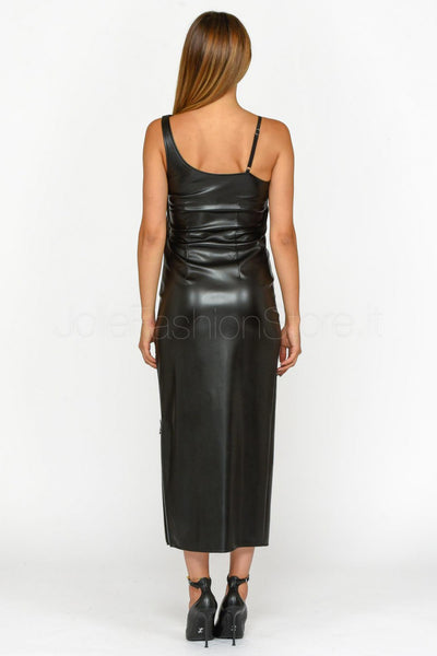 PATRIZIA PEPE DRESS VEGAN LEATHER EYELET CUP AND DRAPE 8A1352