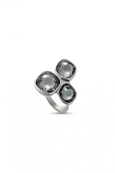 UNO DE 50 'LADIES' SILVER AND CRYSTAL RING ANI0704MTLGRS