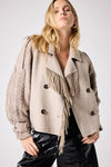 NOTSHY JACKET CROP TRENCH FRINGE LAPEL CABLE KNIT SLEEVES 4709584 KASSIA 
