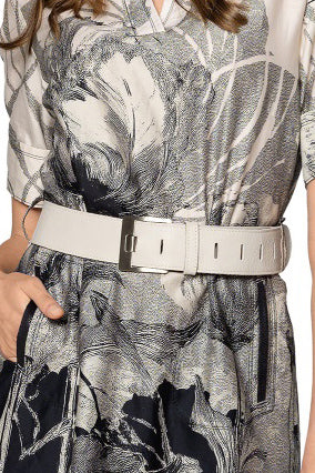 BEATE HEYMANN BELT LEATHER ORANGE PEEL SQUARE SILVER BUCKLE WITH FLAT PIN 