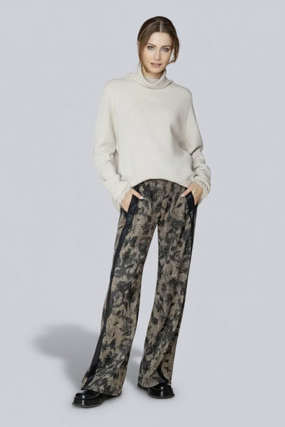 BEATE HEYMANN TROUSER STRETCH FEATHER PRINT SNAP BELT 423-17