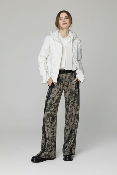 BEATE HEYMANN TROUSER STRETCH FEATHER PRINT SNAP BELT 423-17