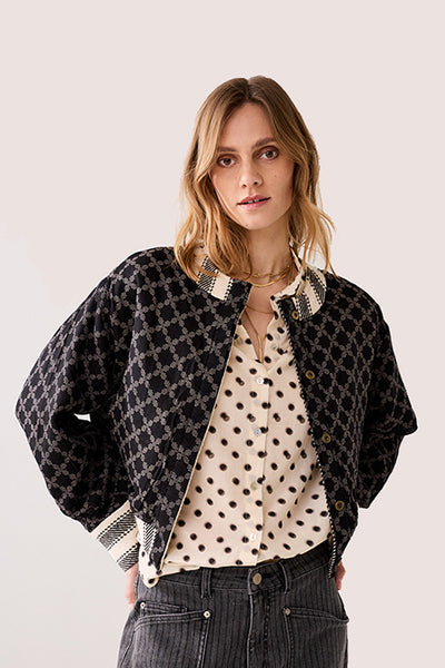 SUMMUM JACKET REVERSIBLE WOVEN STRIPE ELASTICATED WAIST 1s1277-12329
