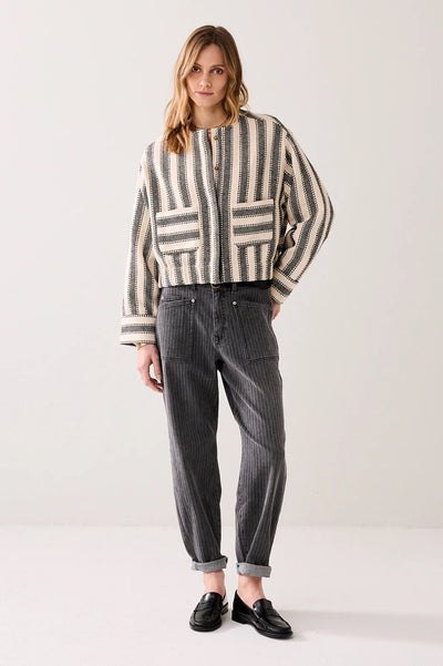SUMMUM JACKET REVERSIBLE WOVEN STRIPE ELASTICATED WAIST 1s1277-12329