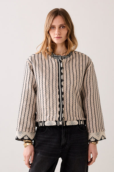 SUMMUM JACKET REVERSIBLE WOVEN AZTEC JACQUARD BROKEN STRIPE LINING 1s1296-12429 