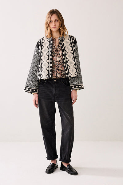 SUMMUM JACKET REVERSIBLE WOVEN AZTEC JACQUARD BROKEN STRIPE LINING 1s1296-12429 