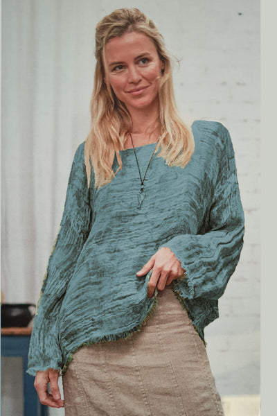 LA BOTTEGA DI BRUNELLA TOP 100% LINEN WAVE TEXTURED D1591450/197 BAMBUSA