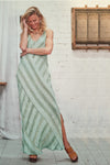 LA BOTTEGA DI BRUNELLA DRESS MAXI 100% LINEN BIAS CUT MULTI STRIPE D4021433/74 ONDOSO