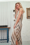 LA BOTTEGA DI BRUNELLA DRESS MAXI 100% LINEN BIAS CUT MULTI STRIPE D4021433/12 ONDOSO
