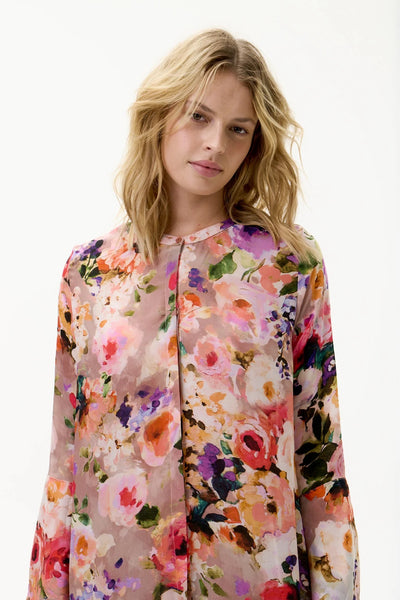ONESEASON DRESS MAXI MULTI FLORAL PRINT SLEEVE DETAIL N26-09691-756 INDIA SOLLER