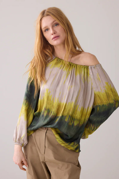 SUMMUM TOP TIE DYE DRAWSTRING NECK ELASTIC CUFF 2S3247