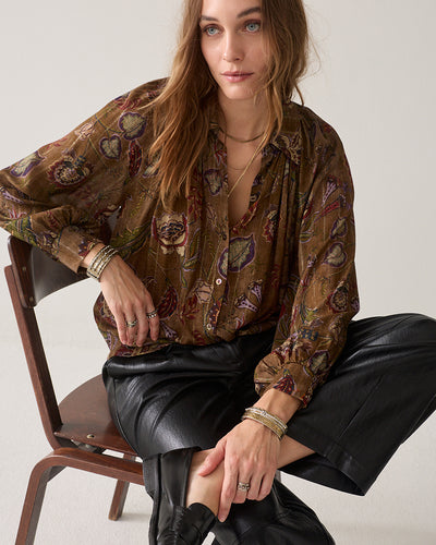 SUMMUM BLOUSE FLORAL LUREX STRIPE 2s3601-12546
