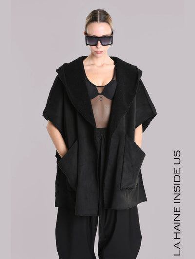 LA HAINE JACKET ECO SHEEPSKIN OPEN SIDES WITH POPPERS AND HOOD A25053M1169