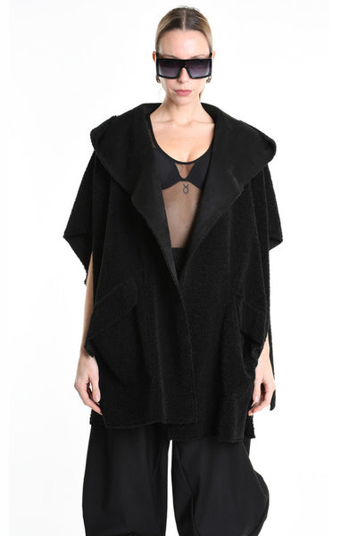 LA HAINE JACKET ECO SHEEPSKIN OPEN SIDES WITH POPPERS AND HOOD A25053M1169