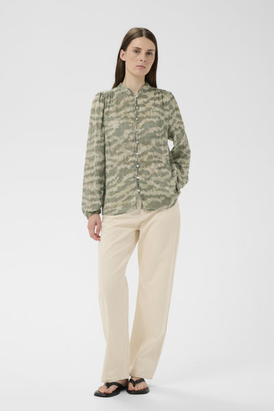 INWEAR BLOUSE SHIMMER CAMO MAO COLLAR LOOP BUTTONS 30110261/900006777 CIELLE