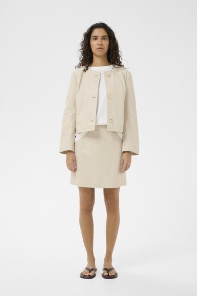 INWEAR JACKET LEATHER  COLLARLESS SEAM DETAIL AND BUTTONS 30112371/130403 CORAH