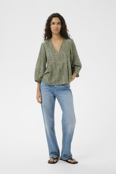 INWEAR TOP POLKA DOT 3/4 SLEEVE WITH SEAM DETAIL UNDERBUST SEAM 30112583/900007187 LIBERTY