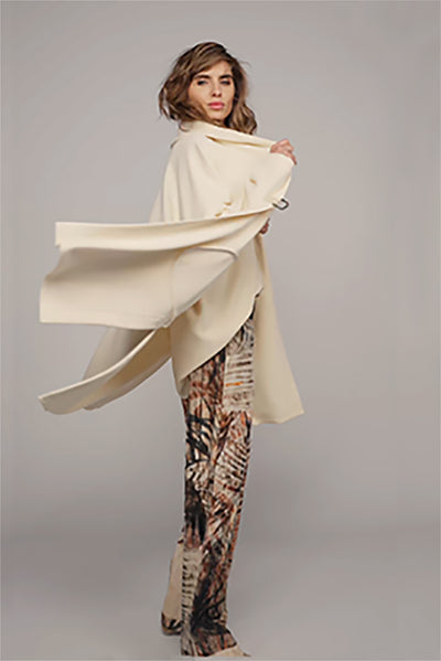 BEATE HEYMANN TROUSER LINEN MIX PALM PRINT STRAIGHT LEG SNAP BELT 316-8