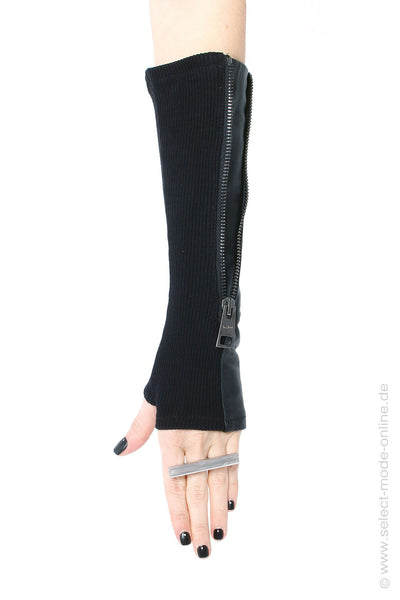 LA HAINE GLOVES FINGER LESS ECO LEATHER AND RIB WITH ZIP A22354BCALLI