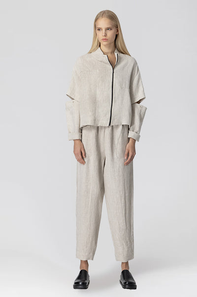 LOTUS EATERS JACKET LINEN WITH DETACHABLE HALF SLEEVE SASYMETRIC ZIP 36/NODAN