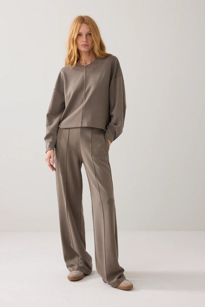 SUMMUM TROUSERS SOFT WIDE LEG JERSEY SCUBA WITH ELASTICATED WAIST 4s2879-655