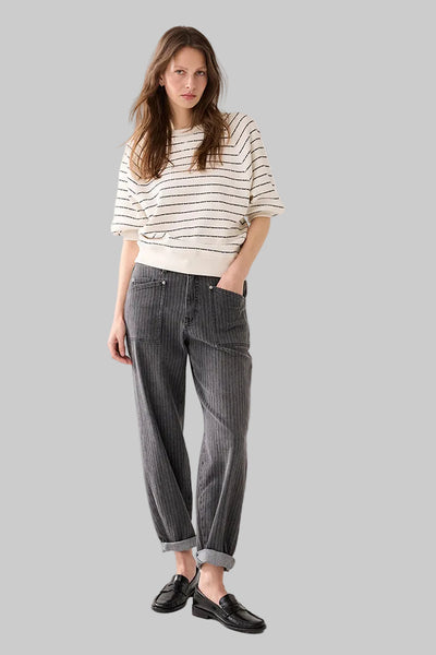 SUMMUM SWEATER SHORT SLEEVE HORIZONTAL STRIPE ROND NECK 3S5252-30772