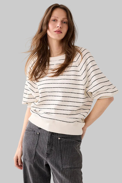 SUMMUM SWEATER SHORT SLEEVE HORIZONTAL STRIPE ROND NECK 3S5252-30772