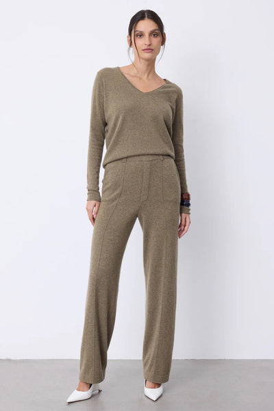 NOTSHY TROUSER CASHMERE CENTRAL SEAM MOCK FLY 4702504C ELIANA DARK TAUPE