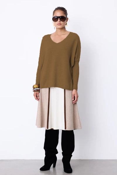 NOTSHY SWEATER CASHMERE V NECK RIB SLEEVE SIDE SLITS 4704001C FAUSTINE VISION