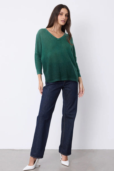 NOTSHY SWEATER OMBRE CASHMERE V NECK RIB SLEEVE SIDE SLITS 4708309C ELIE BOTANICAL