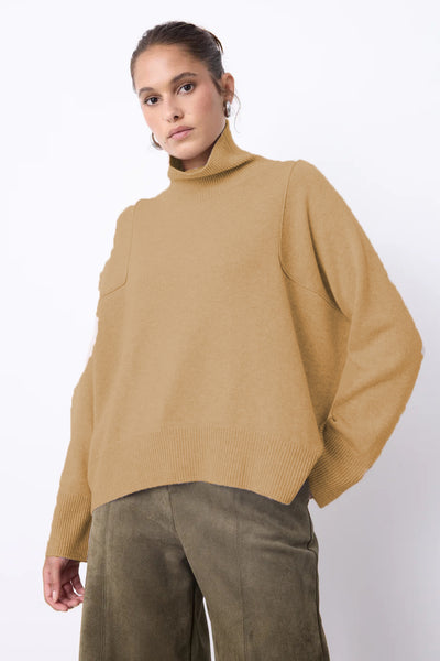 NOTSHY SWEATER CASHMERE HIGH NECK ROLLED SEAM DETAIL 4716500 WENDY CAMEL