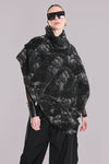 LA HAINE CAPE ASYMETRIC FUNNEL NECK AND ZIP DRAWSTRING ON SIDE A23514PW5215