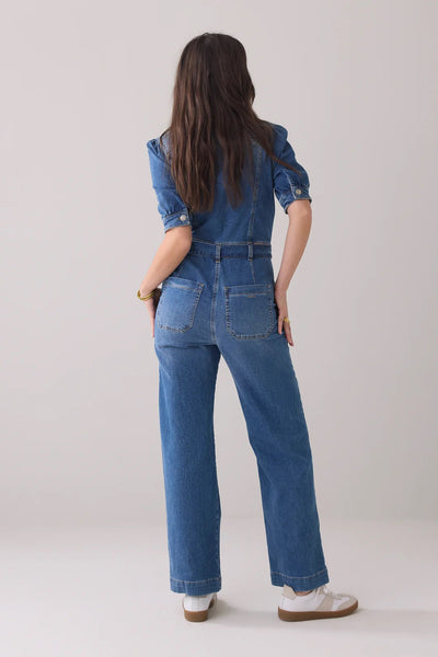 SUMMUM JUMPSUIT DENIM SHORT SLEEVE TIE BELT 4S2555