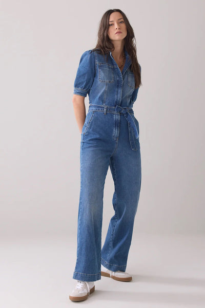 SUMMUM JUMPSUIT DENIM SHORT SLEEVE TIE BELT 4S2555