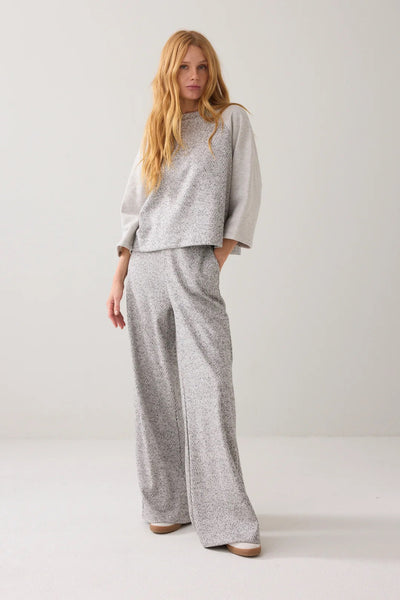 SUMMUM TROUSER WIDE LEG FLANNEL HERRINGBONE ELASTICATED WAIST 4s2862-0810