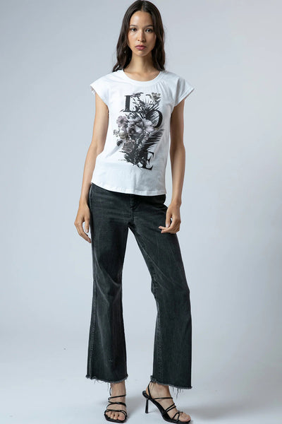 RELIGION TOP SLIM FIT LOVE TEE WITH FLOWERSBAND TUBE BEADING 56BDRT14/221 DREAM