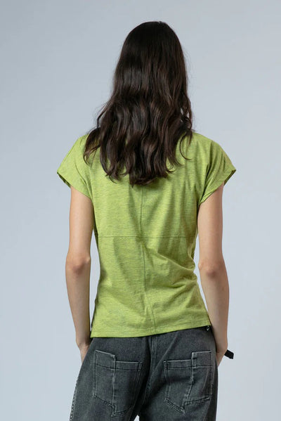 RELIGION TOP MARL CREW NECK CENTRE SEAM WRAP FRONT CAP SLEEVE 55BTMT06/318 TIME