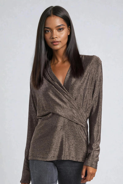 RELIGION TOP LONG SLEEVE STRETCH CROSS FRONT LUREX 75HDXT36-500 DELUXE