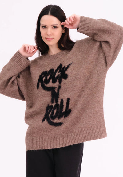 RELIGION SWEATER SOFT OVERSIZE ROUND NECK ROCK N ROLL SCRIPT 75HHTW35-457 HATTY