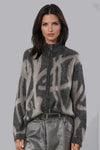 RELIGION CARDIGAN BRUSHED YARN WOOL MIX FULL ZIP HIGH NECK ABSTRACT KNIT  75HMYC17-476 MAYA