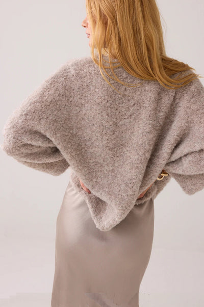 SUMMUM SWEATER ALPACA MIX ROUND NECK BOUCLE BOX FIT 3/4 SLEEVE 7s7925-70030