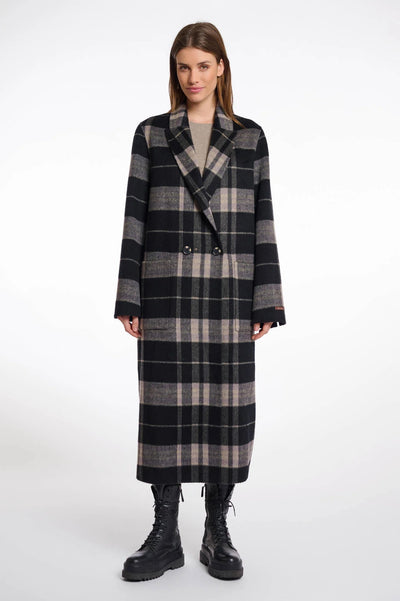 RINO & PELLE LONG COAT DOUBLE BREASTED REVERSIBLE CHECK 7002511 ADRIA