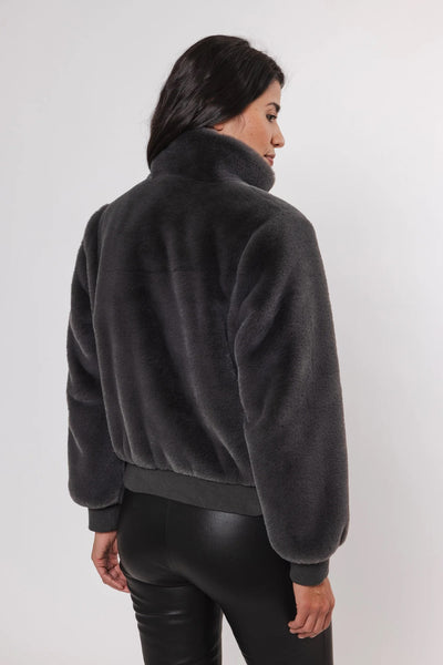 RINO & PELLE JACKET FAUX FUR BOMBER HI NECK 7002411 AMBRA GRAPHITE