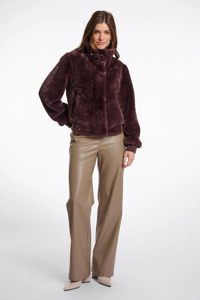 RINO & PELLE JACKET FAUX FUR BOMBER HI NECK WITH STRAP 7002411 AMBRA
