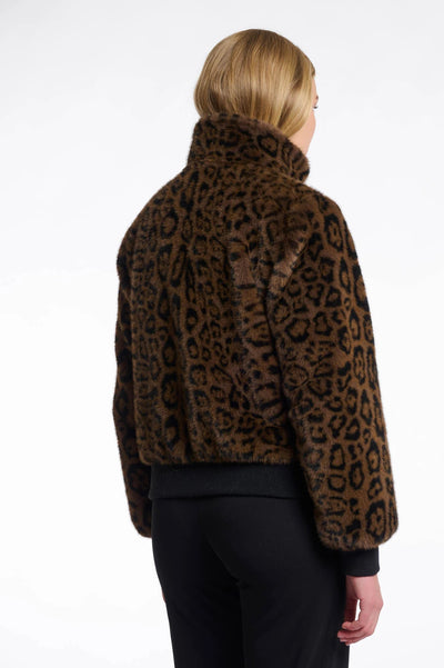 RINO & PELLE JACKET ANIMAL FAUX FUR BOMBER HI NECK WITH STRAP 7002411 AMBRA