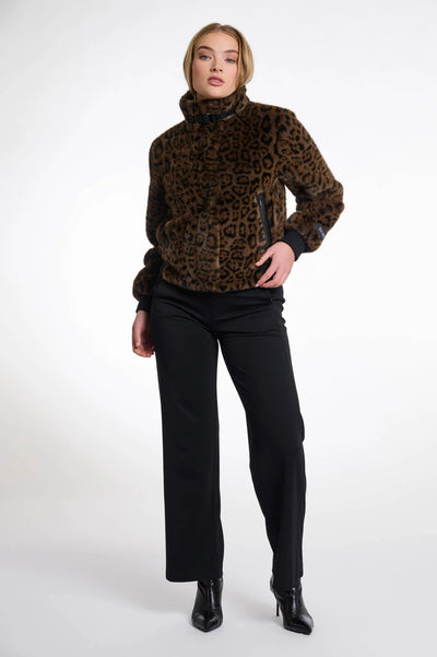 RINO & PELLE JACKET ANIMAL FAUX FUR BOMBER HI NECK WITH STRAP 7002411 AMBRA