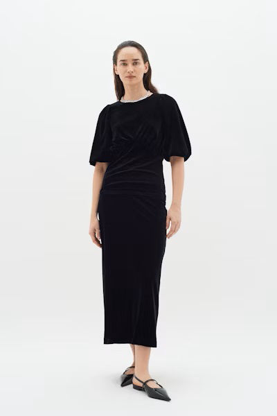 INWEAR TOP STRETCH VELVET UNDERBUST SEAM PUFF SLEEVE 30109881 BRYNN