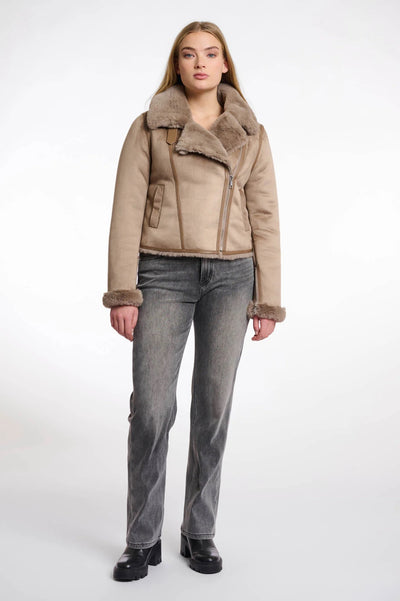 RINO & PELLE BIKER JACKET ECO SUEDE FAUX FUR COLLAR & TRIM 7002512 BACIA