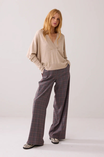 SUMMUM SWEATER WOOL MIX DEEP RIB V NECK BATWING BODICE 7s7925-706