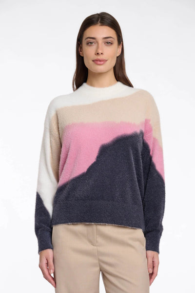 RINO&PELLE SWEATER SUPER SOFT MIX STRIPE SHORT EYELASH 5002512 BERDIE